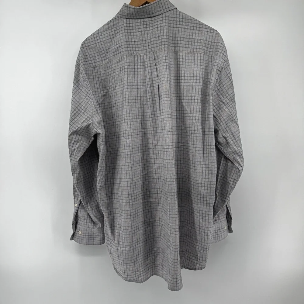 Peter Millar‎ Mens XL Performance Grey Plaid Button Down Long Sleeve Shirt